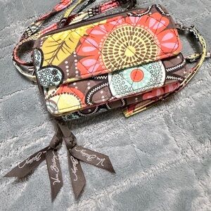 Vera Bradley Floral Crossbody Bag in Pink, Yellow, and Brown